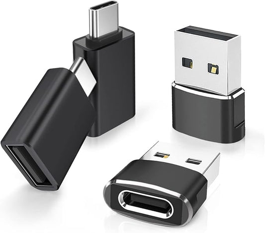 Elebase 4Pack USB to USB C Adapter with Type C Male to 3.0 Female Adaptor,Thunderbolt 4 to USBA OTG Converter Block Plug for iPhone 17 16 15 14 Pro Max Air,Mouse,Samsung S25,iPad,iWatch 11,Car,AirPods