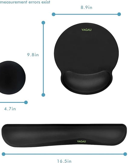 VAGAU Premium Keyboard Wrist Rest and Mouse Pad Wrist Support, Ergonomic Memory Foam Set for Office, Laptop, Mac, Computer and Gaming, Comfortable Typing &Wrist Pain Relief