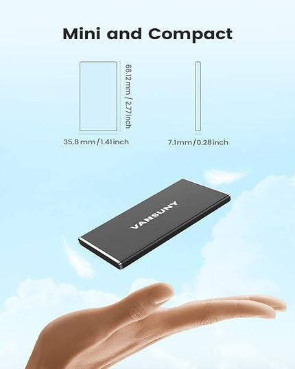 Vansuny 500GB Portable External SSD, USB 3.1 Gen2 450MB/s High-Speed Data Transfer, Metal USB C Mini Portable External Solid State Drive for PC, Laptop, Phones and More