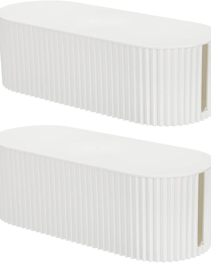 YOKIVE Cable Management Box, Cord Hider Organizer Decorative Strip Storage Box Desk Accessories for TV Computer Cords Home, Office, White, 2 Pcs