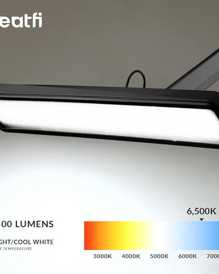 Neatfi XL 2,500 Lumens LED Task Lamp, 22 Inches Wide, 30W, 162 Pcs SMD LED, Eye-Caring, Desk Light with Clamp for Home, Office, and Study Room (Non-CCT, Black)