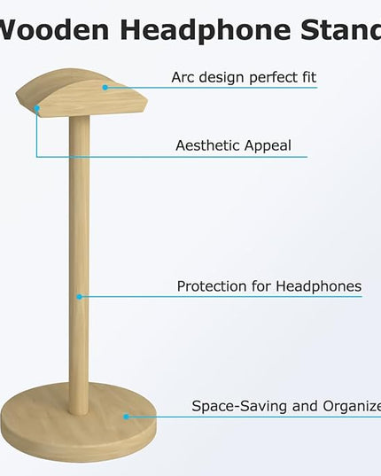 Universal Headphone for Desk Hanger Holder Organizer Keeper Racks Storage Mount Gaming Headset Stand Premium Functional Craftmanship Headset Stand (Wooden)