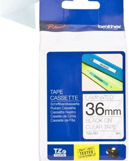 Brother Laminated Black on Clear 1.5 Inch Tape - Retail Packaging (TZe161) - Retail Packaging
