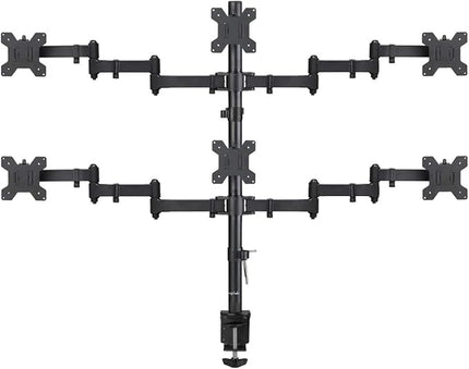 Suptek Hex LED LCD Monitor Stand up Desk Mount Extra Tall 31.5 inch Pole Heavy Duty Fully Adjustable Stand for 6 / Six Screens up to 27 inch (MD68126)