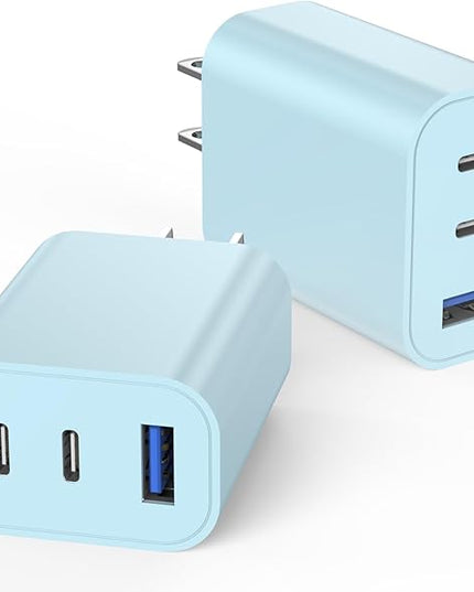 [2-Pack]iPhone 17 Charger Block,35W 3-Port Fast USB C Charger Block Wall Plug Multiport USB C Wall Charge Block for iPhone 17/17 Air/ 17 Pro/17 Pro Max/16/15/14/13/12, iPad Pro/iPad Air,iPad mini,iPad
