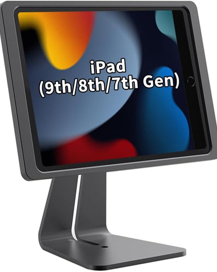 Magnetic Stand on Desk with Charging Case A7 for iPad (9th/ 8th/ 7th Generation) 10.2-Inch, Classic L Shape, Sturdy Metal Base, Strong Magnets, 360 Rotation, 90 Tilt
