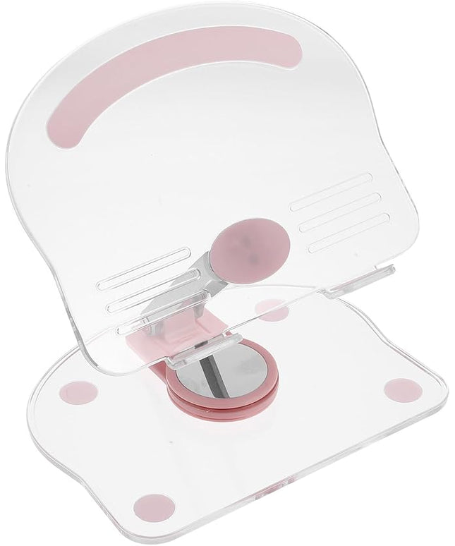 CONGARTENO Adjustable Acrylic Tablet Stand Holder for Desk and Travel, 360° Rotatable Folding Pink Tablet Holder Compatible with Ipad for Home Office Use