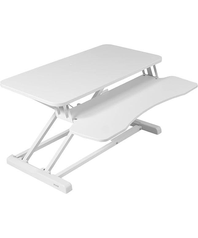 VIVO 32 inch Desk Converter, K Series, Height Adjustable Sit to Stand Riser, Dual Monitor and Laptop Workstation with Wide Keyboard Tray, White, DESK-V000KW