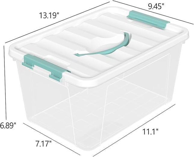 6-Pack Clear Storage Latch Bins, 14 L Plastic Storage Boxes with Lid