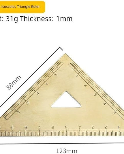 Golden Brass Ruler Set with Protractor and Triangles, 18 cm / 7 inch for Precision Measuring Tools for Drafting, Art, Engineering, School, Office, Portable Stationery Kit