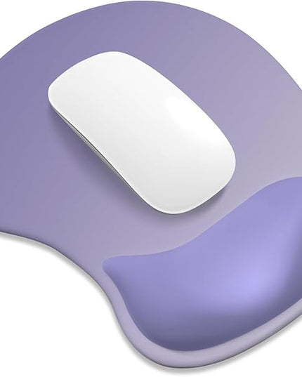 ITNRSIIET Ergonomic Mouse Pad, Cushioned Gel Wrist Rest, Non-Slip Base, Smooth Surface, Compatible with All Mice for Office & Gaming, Desk Accessory, 9.5 x 8.2 inch, Purple Gradient