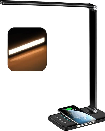 AFROG 8-in-1 4th Gen Multifunctional LED Desk Lamp with 10W Fast Wireless Charger,USB Charging Port,1200Lux Super Bright,5 Lighting Mode,7 Brightness，40 Min Timer,Night Light Function,5000K