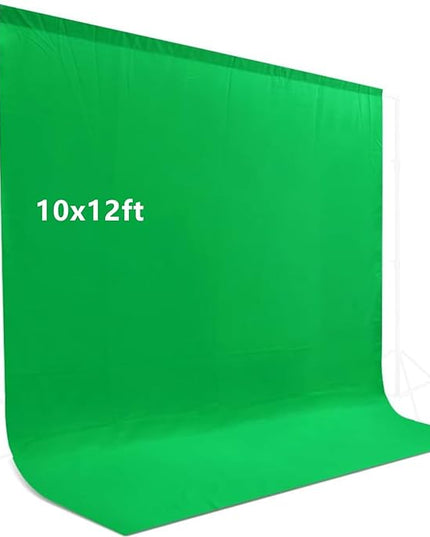 10X12ft Green Screen Backdrop for Photography, LCUIRC Chromakey Polyester Collapsible Greenscreen Background for Streaming, Photography, Zoom Meeting, Video Editing, Podcasting