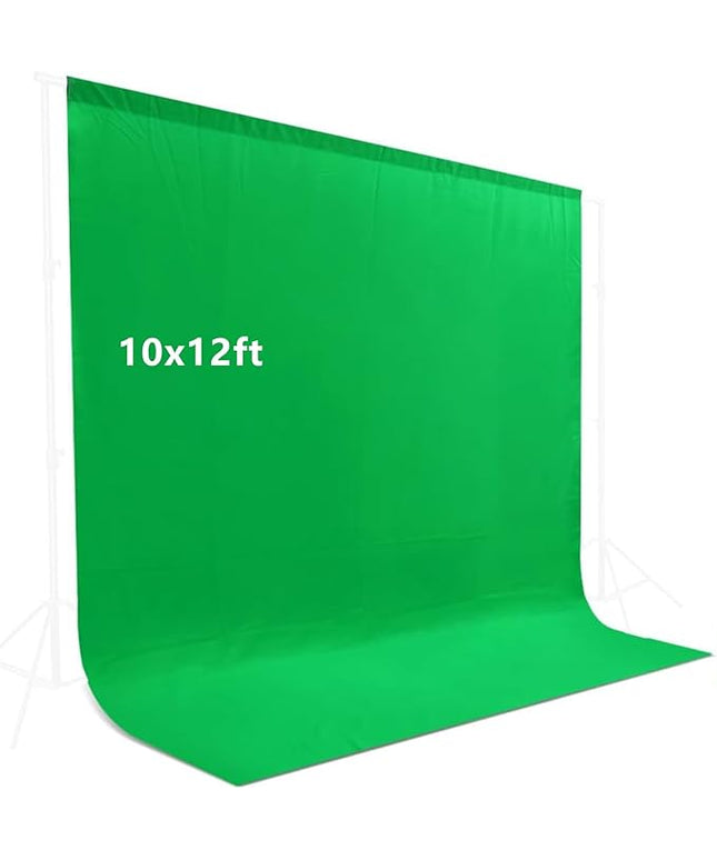 10X12ft Green Screen Backdrop for Photography, LCUIRC Chromakey Polyester Collapsible Greenscreen Background for Streaming, Photography, Zoom Meeting, Video Editing, Podcasting
