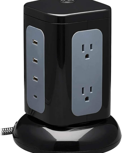 Tripp Lite TLP606UCTOWER Charging Tower Power Strip Surge Protector & Charging Station with USB Ports, 1800 Joules, 6 Outlets, 3 USB-A + 1 USB-C, 8ft Cord, Dorm Room Essentials Desk Accessory