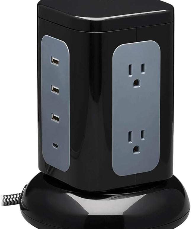 Tripp Lite TLP606UCTOWER Charging Tower Power Strip Surge Protector & Charging Station with USB Ports, 1800 Joules, 6 Outlets, 3 USB-A + 1 USB-C, 8ft Cord, Dorm Room Essentials Desk Accessory