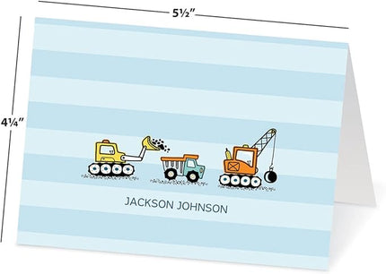 Current Trucks Personalized Note Cards - 24 Cards with White Envelopes, 4¼ x 5½ Inch Size, Blank Stationery, Add Names or Text, For Thank You Notes, Invitations, & Announcements