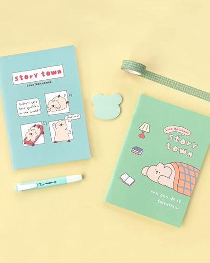 Monolike A5 Story town Afternoon A Notebook 6P SET - Line note, Academic note, a portable note, 148x210mm, 48pages