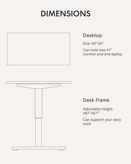 FLEXISPOT EN1 One-Piece Standing Desk with 1-Inch Thick Desktop, 40"x24" Electric Height Adjustable Desk for Home Office & Multi-Device Workstations, Mahogany
