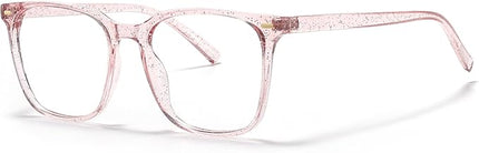 MACJERO Oversized Square Blue Light Blocking Glasses for Women Men, Anti-Fatigue Computer Monitor Gaming Glasses Reduce Eye Strain(Pearl Pink)