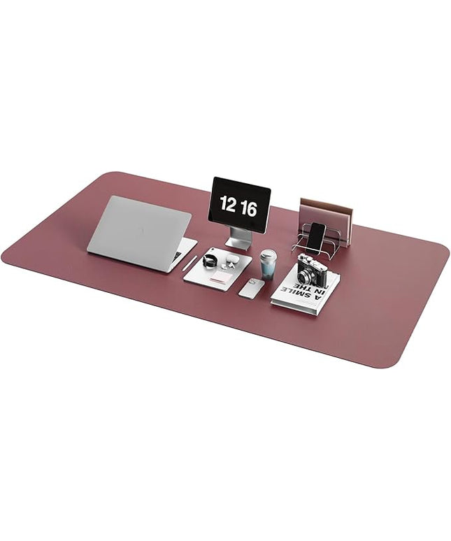 YSAGi Non-Slip Leather Desk Pad XL Size, Waterproof Laptop Computer Desk Keyboard Mat, Table Protector Blotter Mat, Large Mouse Pad for Office/Work/Home/Decor(Dark Pink, 47.2" x 23.6")-No Band