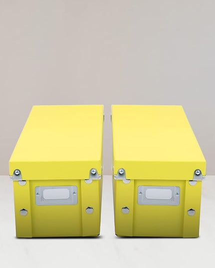 Snap-N-Store CD Storage Box - Pack of 1/2 - Durable Disc Holder with Lid to Store for Discs (2 Pack - CD, Yellow)