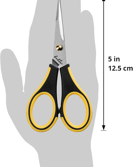 Beaditive Precision Craft Scissors - Stainless Steel Blades With Safety Cap - Ultra Sharp Tip & Non-Slip TPR Handles - For Adult & Kid Paper Crafting, Scrapbooking, Home, Office, and School Use