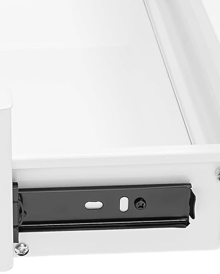 LEYSRIS 17.7" Under Desk Storage Drawer, White Sliding Pull-Out Drawer for Sit Stand Workstation