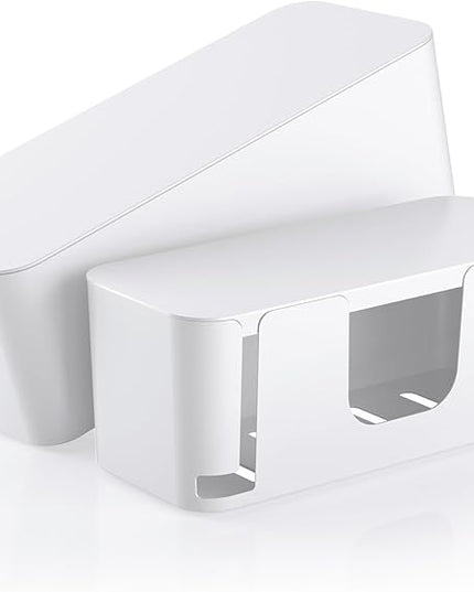 Delamu 2 Pack Cable Management Box, Stylish Cable Box with Cord Organizer for Desk, Pet & Child-Proof Power Strip Hider Box and Floor Cord Covers, Ideal for Home & Office, Durable Cable Organizer Box