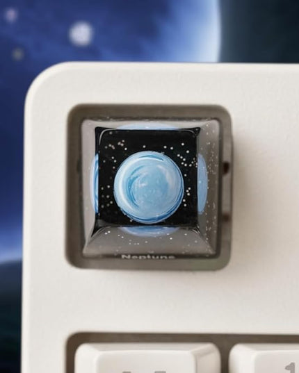 Neptune Artisan Keycap R1 SA Profile Custom Solar System Planets Keycaps 1U ESC Handmade Resin Gaming Galaxy Planet Key Cap Cherry MX Switch Compatible Mechanical Keyboard Space Lover Gift