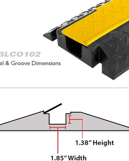 Pyle Durable Cable Protective Ramp Cover - Supports 11000 lbs, Single Channel Heavy Duty Cord Protection with Flip-Open Top Cover, 39.4”x5.11”x1.8” Cable Concealer for Indoor, Outdoor Use - PCBLCO102