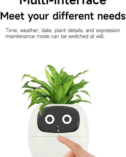 Intelligent Flower Pot, Electronic Bud, Maintenance Plant Assistant, Fun Interactive Flower Pot, Indoor Green Planting Monitoring, LCD Screen Display, Cell Phone APP Connection (White)