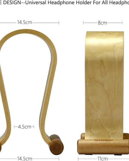 SAMDI Leather Headphone Stand Headset Stand Headphone Holder Universal Gaming Headset Holder - Birch