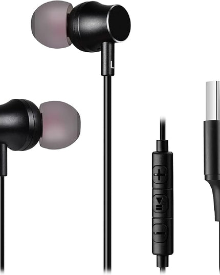 USB Earbuds for Computer, in-Ear Headphones with Microphone & 1.8M Long Cord, USB-A Headset Compatible with Laptop, Desktop PC, Notebook, Chromebook, CGS-W1B [Microphone Upgraded]