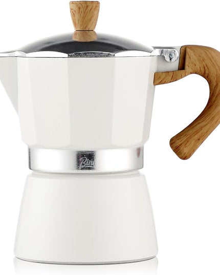 Bincoo Espresso Maker Stovetop,Camping Moka Pot 2 Cup/120ML,Stove Top Espresso Italian Coffee Maker,Easy to Use (White)