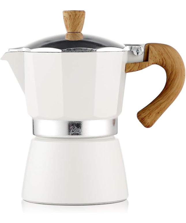Bincoo Espresso Maker Stovetop,Camping Moka Pot 2 Cup/120ML,Stove Top Espresso Italian Coffee Maker,Easy to Use (White)