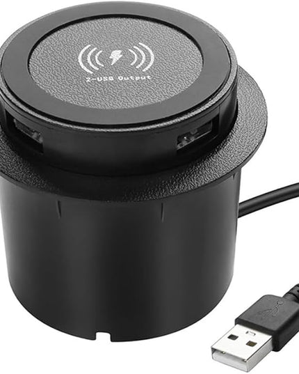 3-in-1 Fast Wireless Charging Station with 10W Output,Pop-Up Desktop USB Socket for Smartphone Smartwatch and Earbuds,Compact ABS Build for Bedside Table or Office Desk Organization(White)
