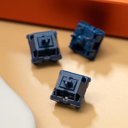 WS Light Tactile Mechanical Keyboard Switches Set, 5 Pin Navy Blue Factory Lubed Switch with POM Stem, 15.4mm Spring, Compatible with MX Keycaps for Gaming DIY Keyboard (35pcs)