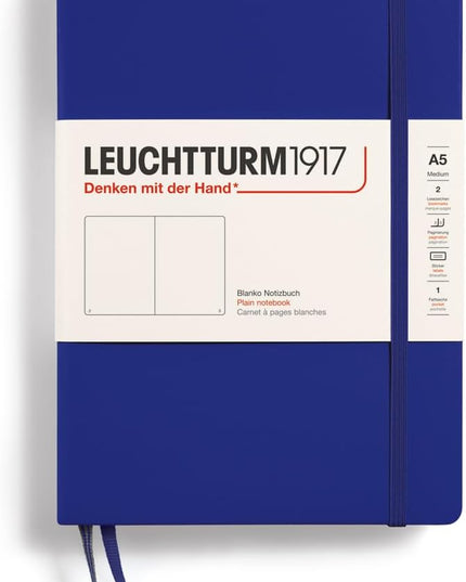LEUCHTTURM1917 - Notebook Hardcover Medium A5-251 Numbered Pages for Writing and Journaling (Ink, Plain)