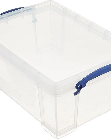 Really Useful Box Stackable 9 Liter Plastic Storage Container Bin with Snap Lid and Built-In Clip Lock Handles for Home & Office Organization (5 Pack)