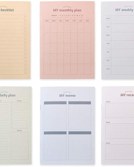 Monolike A5 My Assistant Notebook 6 SET - B Type, Monthly Plan, Weekly Plan, Daily Plan, Check List, Memo, Record