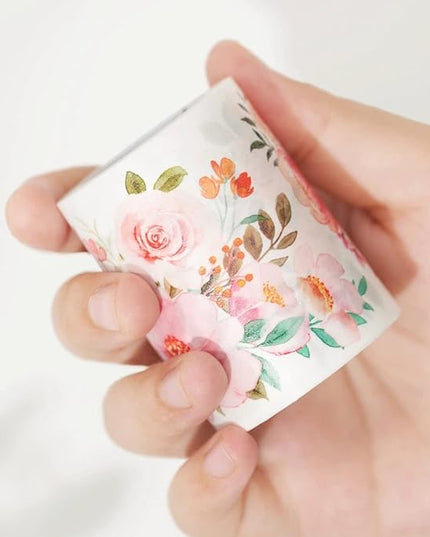 WT Flower Corridor Wide Washi Tape, Single Roll, Original Designs, Floral Decorative Tape, 60mm Wide, Washi Tape for Journaling, Bujo Planner Supplies, DIY Paper Tapes