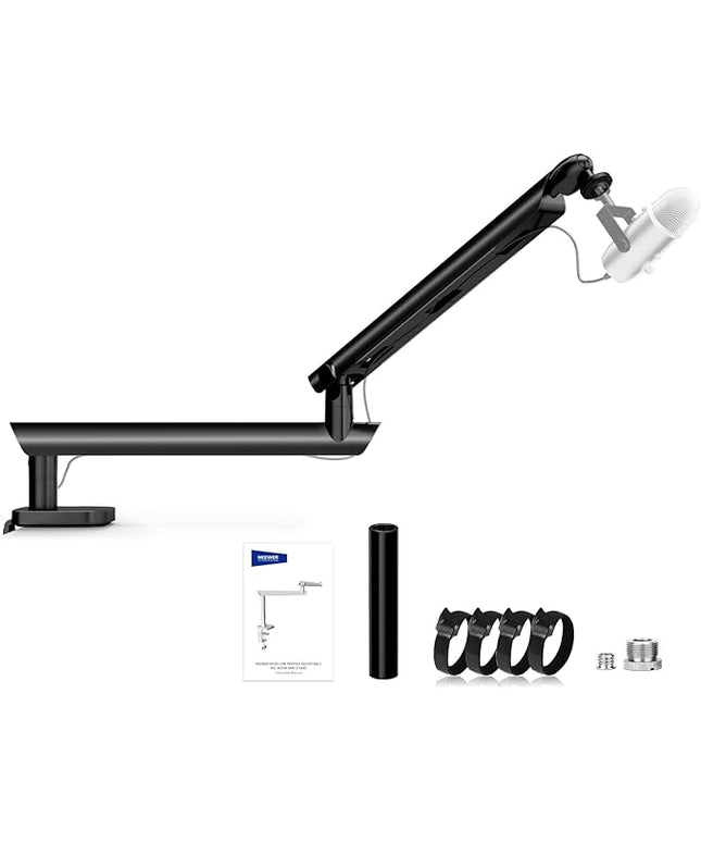 NEEWER Microphone Stand, Low Profile Damped Mic Holder Boom Arm Desk Mount with Ball Head & 3/8" 5/8" Adapters Compatible with Blue Yeti Snowball HyperX QuadCast SoloCast Shure, Max Load 3.3 lb, MS007