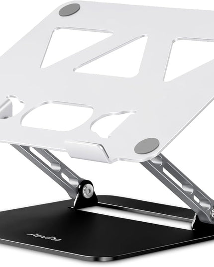 Adjustable Laptop Stand for Desk,Portable Laptop Stand Holder and Riser,Foldable Aluminum Notebook Computer Stands for MacBook Air Pro HP Lenovo Dell Samsung, 10-15.6 inch (Silver-Gray-Black)