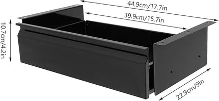 16" Under Desk Drawer Slide Out For Office Desk, Storage Organizer For Sit Stand Workstation, Black