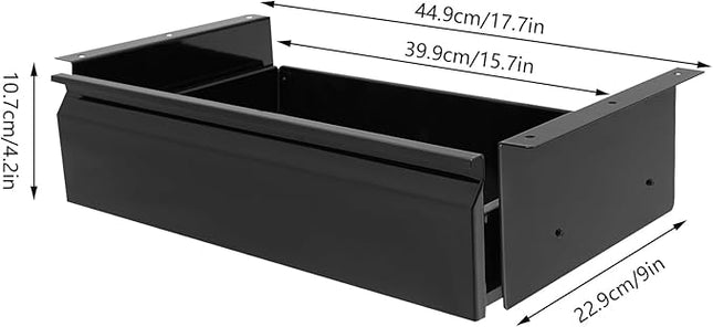 LEYSRIS 17.7" Lx9 W Under Desk Storage Drawer, Black Sliding Pull-Out Drawer for Sit Stand Workstation