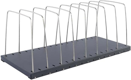 MMF Industries STEELMASTER Adjustable Desk File Organizer Rack | 8 Compartments | Wire Dividers | Black | Scratch & Chip-Resistant Finish | Non-slip Padded Feet | Office Organization