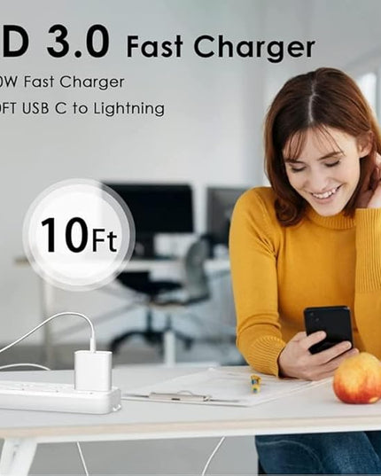iPhone Fast Charger, [MFi Certified] 20W USB C Fast Charger Block with 10FT Type-C to Lightning Cable, Super Fast Charging Compatible with iPhone 14/13/13 Pro/12/12 Pro/12 Pro Max/11/Xs Max/XR/X