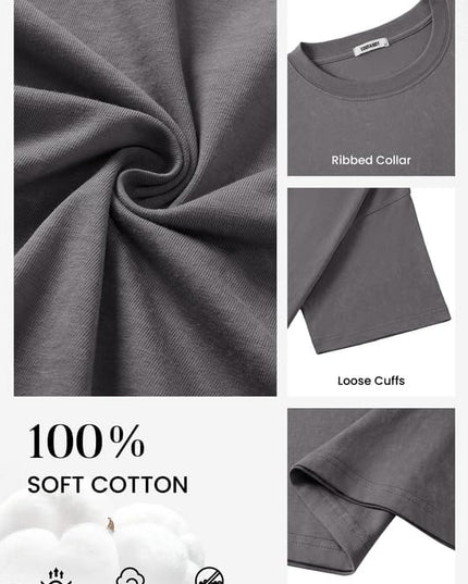 COOFANDY Men's Cotton T-Shirts Oversized Shirt Short Sleeves Streetwear Loose Fit Summer Tee Tops Washed Basic Unisex Shirts