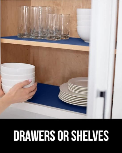 GORILLA GRIP Slip Resistant Drawer and Shelf Liner 2 Pack, Non Adhesive Water Resistant, Easy Clean and Trim, Smooth Surface Liners for Kitchen Cabinet, Shelves, Drawers, Pantry, 17.5 IN x 20 FT, Navy